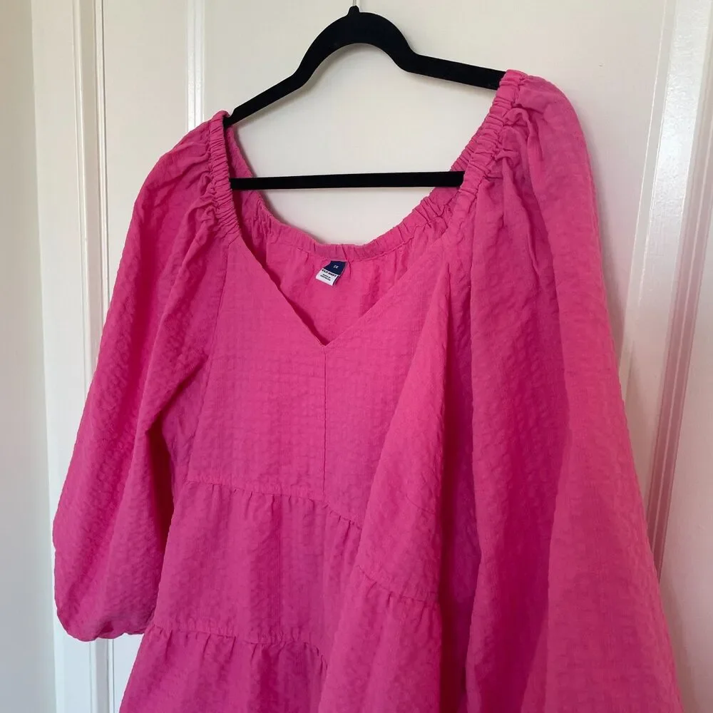 Old Navy Womens Tiered Top Sz 3X Puff Sleeve Boho Cottage Feminine Prairie